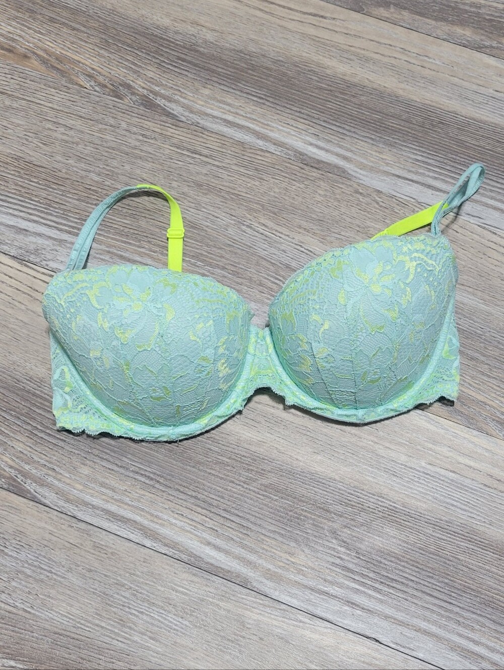 PINK Victorias Secret Push Up Bra Womens Size 36 D Blue
